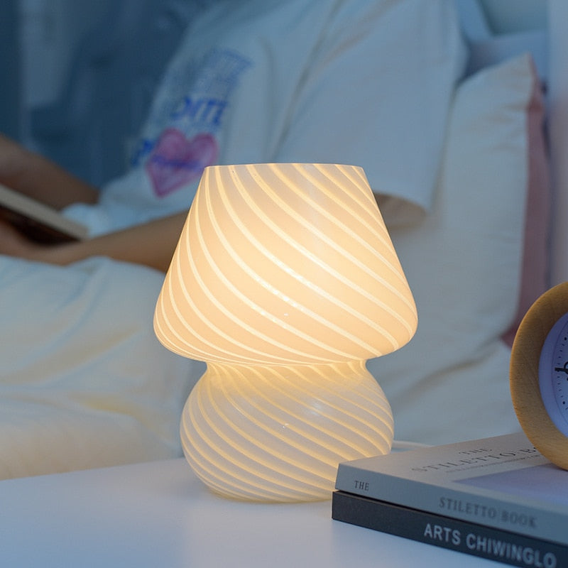 Glass Mushroom Bed LED Lamp